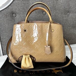 Louis Vuitton Montaigne Vernis MM Dune Leather Bag